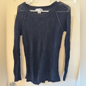 Black Open-Knit Scoop Neck Sweater
